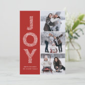 JOY Foliage Typografie Red kerstfoto Collage Feestdagenkaart (Staand voorkant)