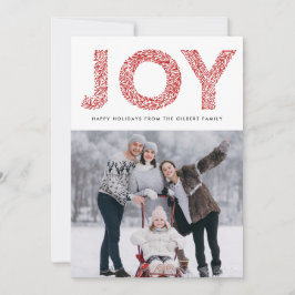JOY Foliage Typografie Red Kerstfoto Feestdagenkaart