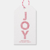 JOY Foliage Typography Red Kerstkerst Cadeaulabel (Voorkant)