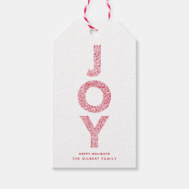 JOY Foliage Typography Red Kerstkerst Cadeaulabel