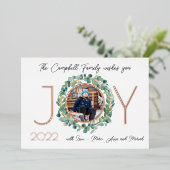 JOY Folie Kerstkaart 2-zijdig met waterverf krans Folie Feestdagenkaart (Staand Voorkant)