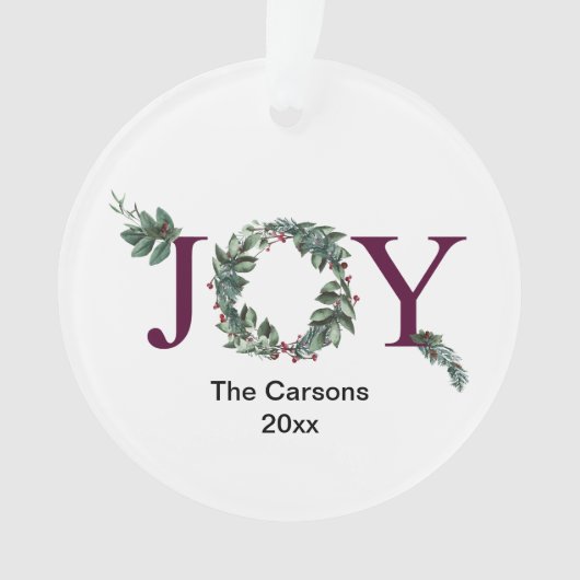 Joy for the holidays ornament frosted (voorkant)