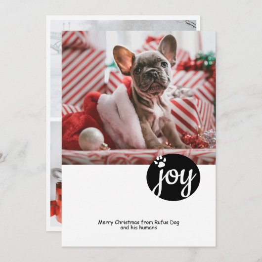 Joy Foto aangepast kerstcadeautje afdrukken Feestdagenkaart (Voorkant / Achterkant)