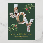 JOY foto template groen Kerst folie kaart (Voorkant)