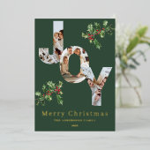 JOY foto template groen Kerst folie kaart (Staand Voorkant)