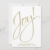Joy! Foto van de minimale Gold & White-reeks Feestdagenkaart (Voorkant)