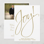 Joy! Foto van de minimale Gold & White-reeks Feestdagenkaart (Voorkant / Achterkant)