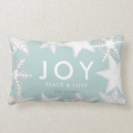 JOY Frosted Snowflakes Lichtblauwe Kerst Kussen