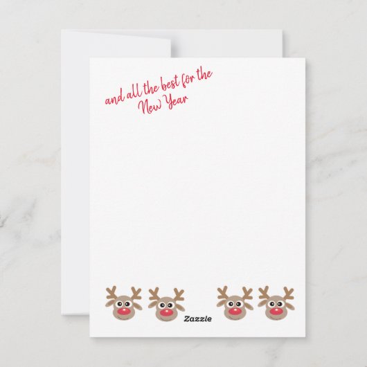 JOY Fun Schattige 3 Foto Cartoon Rendier Rood Groe Feestdagenkaart (Achterkant)