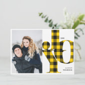 Joy | Gele Buffalo-speldenfotofeestdag Kaart (Staand voorkant)