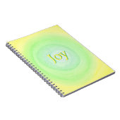 Joy, gele en groene letters, gele groene mengsels notitieboek (Rechterzijde)