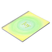 Joy, gele en groene letters, gele groene mengsels notitieboek (Linkerzijde)