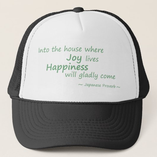 Joy, geluk groen trucker pet (Voorkant)