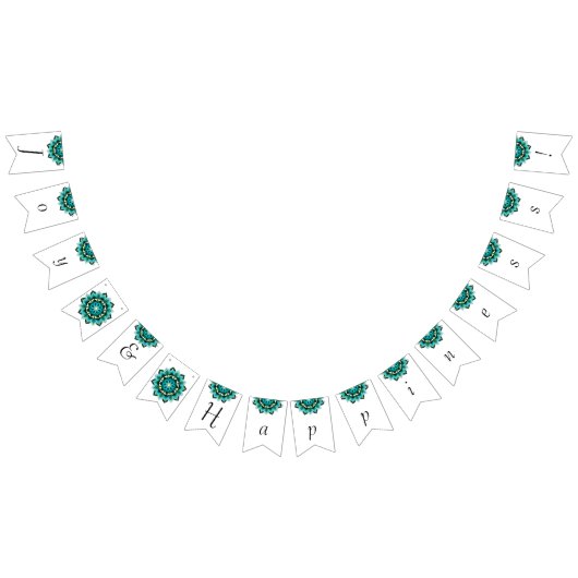Joy & Geluk! Mandala in aqua Vlaggetjes (Alle)