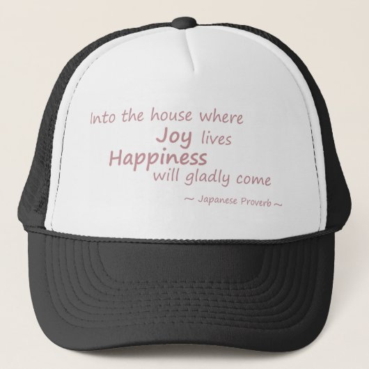Joy, geluk roze trucker pet (Voorkant)