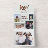 Joy gepersonaliseerde familiefoto's Kerstkaart All In One Uitnodiging (Binnen)