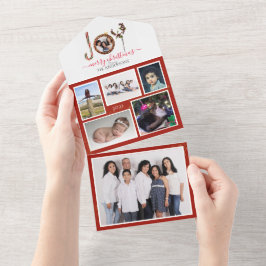 Joy gepersonaliseerde familiefoto's Kerstkaart All In One Uitnodiging