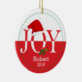 Joy Gepersonaliseerde Kerstmuts Kerstversiering Keramisch Ornament (Rechts)