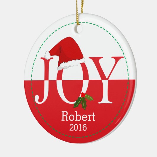 Joy Gepersonaliseerde Kerstmuts Kerstversiering Keramisch Ornament (Links)