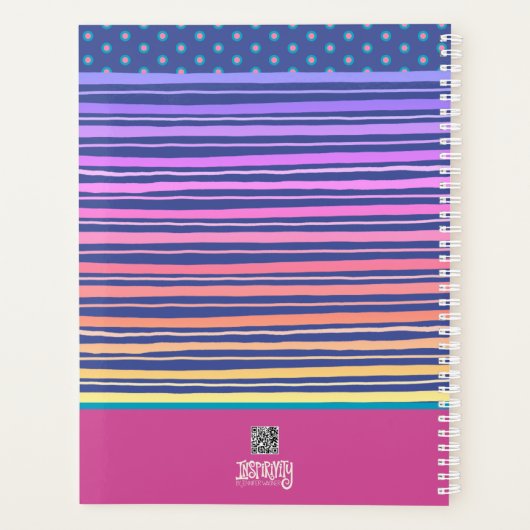 Joy gepersonaliseerde naam  roze bloemenstreep planner (Achterkant)