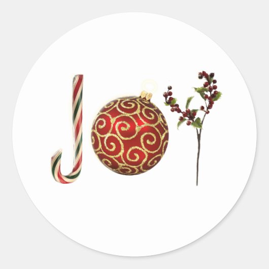Joy gepersonaliseerde snoeprietversiering heilig ronde sticker (Voorkant)