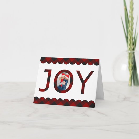 Joy geruit foto feestdagen kaart (Voorkant)