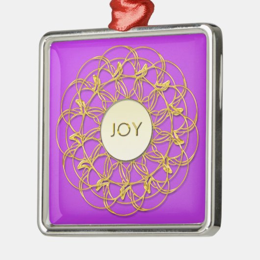 JOY Geschreven in Lace Geometric Gold Design Metalen Ornament (Links)