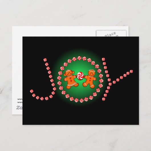 JOY, GINGERBREAD KINDEREN & SNOEP van SHARON SHARP Briefkaart (Voorkant / Achterkant)