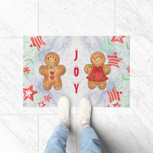 JOY Gingerbread Witte Xmas Deurmat Personaliseren (Binnen)