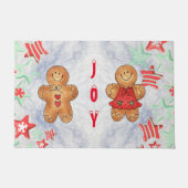JOY Gingerbread Witte Xmas Deurmat Personaliseren (Voorkant)