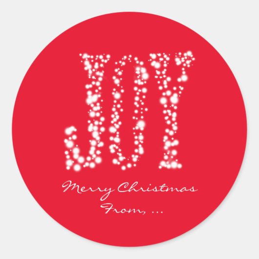 JOY Glitter Lichtjes Kerst Feest Favor Sticker (Voorkant)
