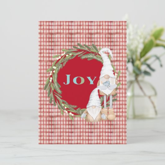 Joy Gnomes Kerstmis Kaart (Staand voorkant)