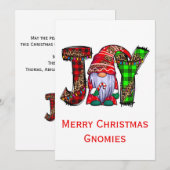 Joy Gnomes Merry Kerstgnomies Trendy Feestdagenkaart (Voorkant / Achterkant)