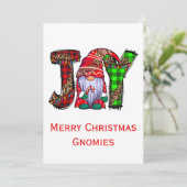 Joy Gnomes Merry Kerstgnomies Trendy Feestdagenkaart (Staand voorkant)