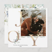 Joy Gold dusty blue greenery kerstfotokaart (Voorkant / Achterkant)
