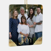 Joy Gold Foil 2 Sided Family Foto met Kerstmis Keramisch Ornament (Rechts)