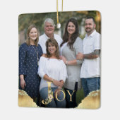 Joy Gold Foil 2 Sided Family Foto met Kerstmis Keramisch Ornament (Links)