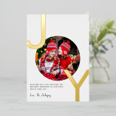 Joy Gold-folie witte elegant minimalistisch kerstf Folie Feestdagenkaart (Staand Voorkant)