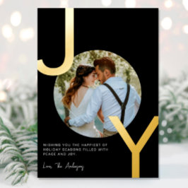 Joy Gold-folie zwarte elegant minimalistisch kerst Folie Feestdagenkaart