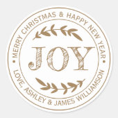 JOY Gold Merry-kerstcadeaulabel Ronde Sticker (Voorkant)