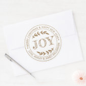 JOY Gold Merry-kerstcadeaulabel Ronde Sticker (Envelop)