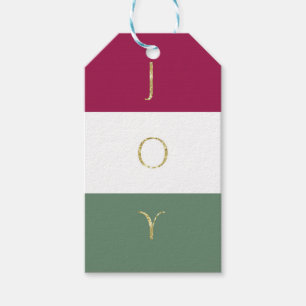 JOY Gold Sparkle Color block Holiday Custom Party Cadeaulabel