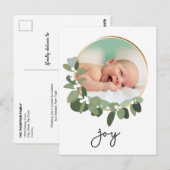 Joy Gold Wreath Baby FotoKerstmis Briefkaart (Voorkant / Achterkant)