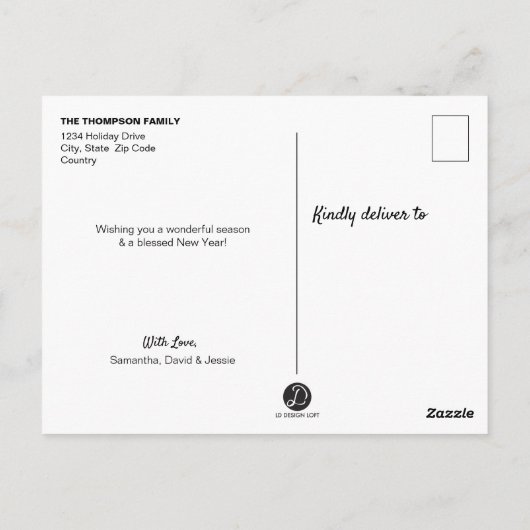 Joy Gold Wreath Baby FotoKerstmis Briefkaart (Achterkant)