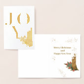 Joy Golden Candles Holly Berries Kerstfeest Folie Kaarten (Display)