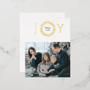 Joy Golden Wreath Kerstmis Folie Feestdagen Briefkaart