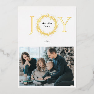 Joy Golden Wreath Kerstmis Folie Feestdagenkaart
