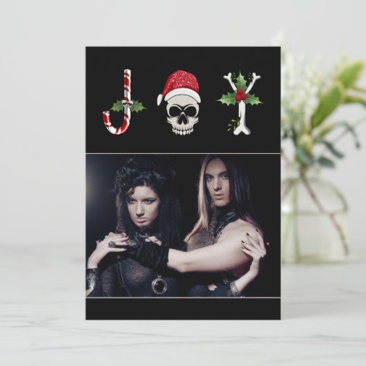 Joy Gothic kerstfoto-feestdag Feestdagenkaart (Staand voorkant)