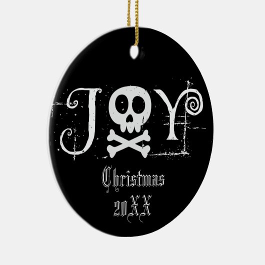 Joy Gothic Kerstmis Keramisch Ornament (Rechts)