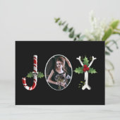 Joy Gothic Kerstmis One Photo Holiday Card Feestdagenkaart (Staand voorkant)